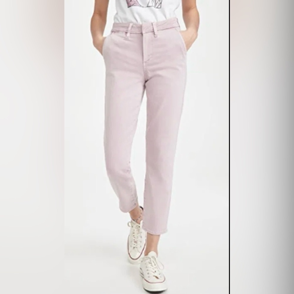 Paige 'Romy' Flat Front Washed Weekend Chino Pants. Pink Women's 27